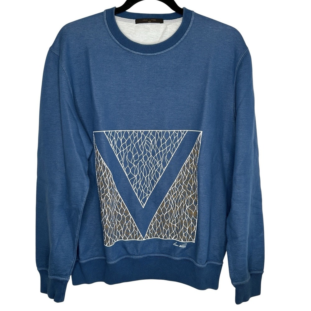 Louis Vuitton Crewneck Sweatshirt Large V Logo Graphic Athleisure Designer Lux